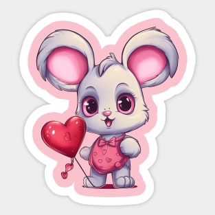 Pink Baby Bunny with Balloon Sticker